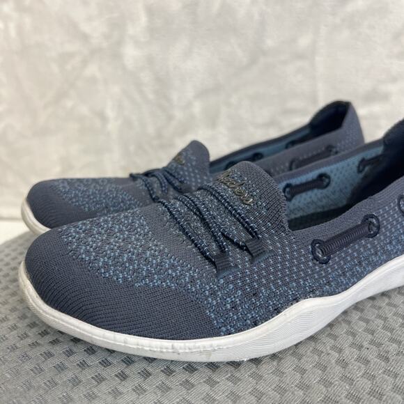 Skechers Newbury St Slip On Shoes Womens 8 Blue Knit Air Cooled Comfort Casual - Picture 5 of 12